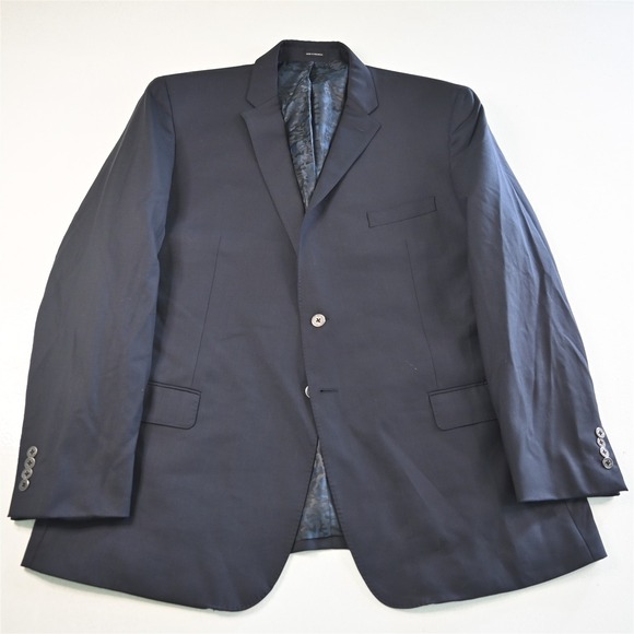Joseph Abboud 50L Navy Blue 100% Wool Zip Pocket Suit Jacket Sport Coat